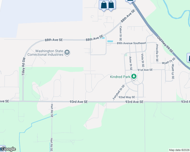 map of restaurants, bars, coffee shops, grocery stores, and more near 9123 Lady Slipper St SE in Tumwater