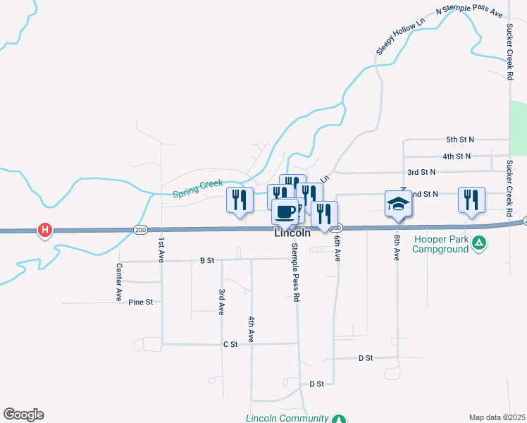 map of restaurants, bars, coffee shops, grocery stores, and more near 153-155 Spring Creek Lane in Lincoln