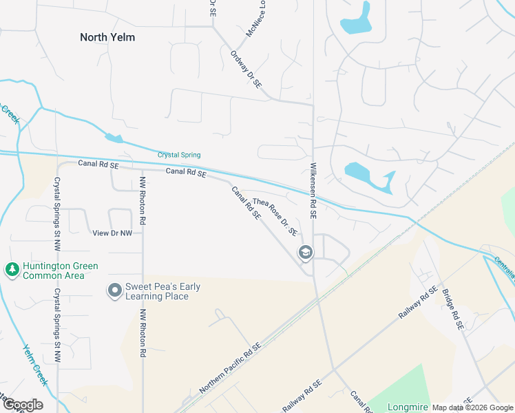 map of restaurants, bars, coffee shops, grocery stores, and more near 9021 Thea Rose Drive Southeast in Yelm