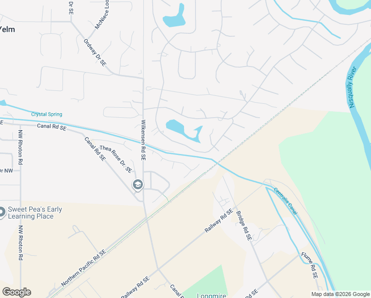 map of restaurants, bars, coffee shops, grocery stores, and more near 9047 Pepperidge Lane Southeast in Yelm