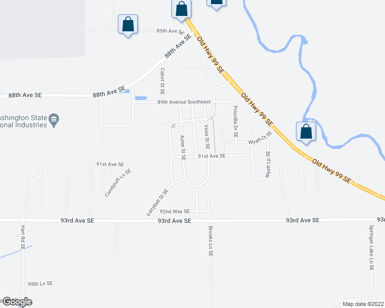 map of restaurants, bars, coffee shops, grocery stores, and more near 1344 90th Way Southeast in Tumwater