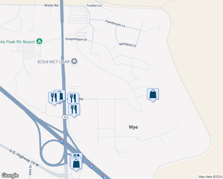 map of restaurants, bars, coffee shops, grocery stores, and more near 9000 Cartage Road in Missoula