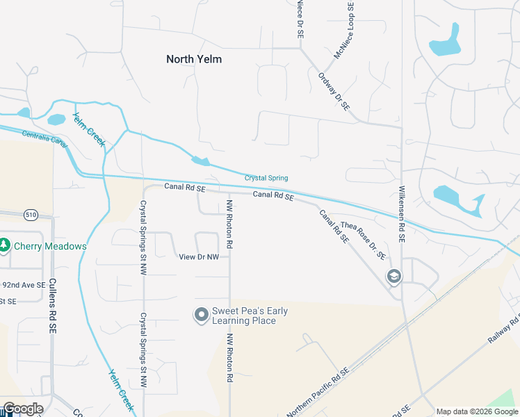 map of restaurants, bars, coffee shops, grocery stores, and more near 8835 Canal Road Northwest in Yelm