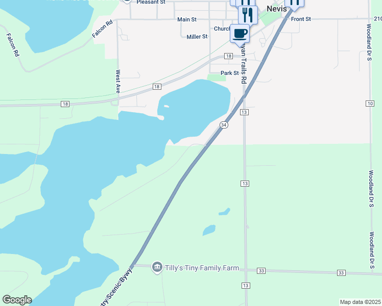 map of restaurants, bars, coffee shops, grocery stores, and more near 20403 Fine Beach Drive in Nevis