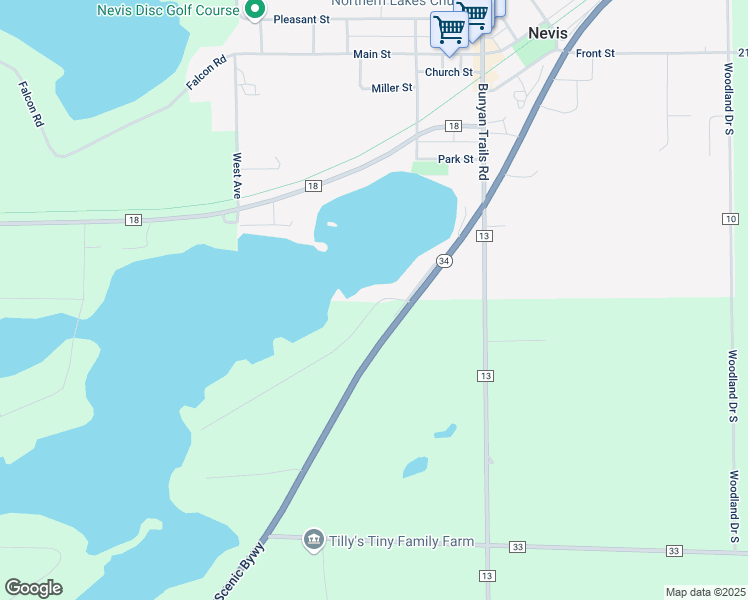 map of restaurants, bars, coffee shops, grocery stores, and more near 20403 Fine Beach Drive in Nevis