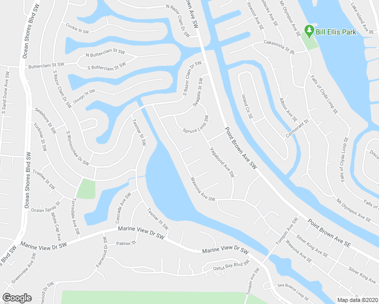 map of restaurants, bars, coffee shops, grocery stores, and more near 805 Tyee Court Southwest in Ocean Shores