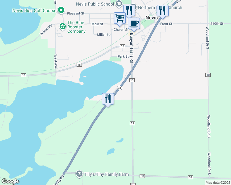 map of restaurants, bars, coffee shops, grocery stores, and more near 114 Emily Street in Nevis