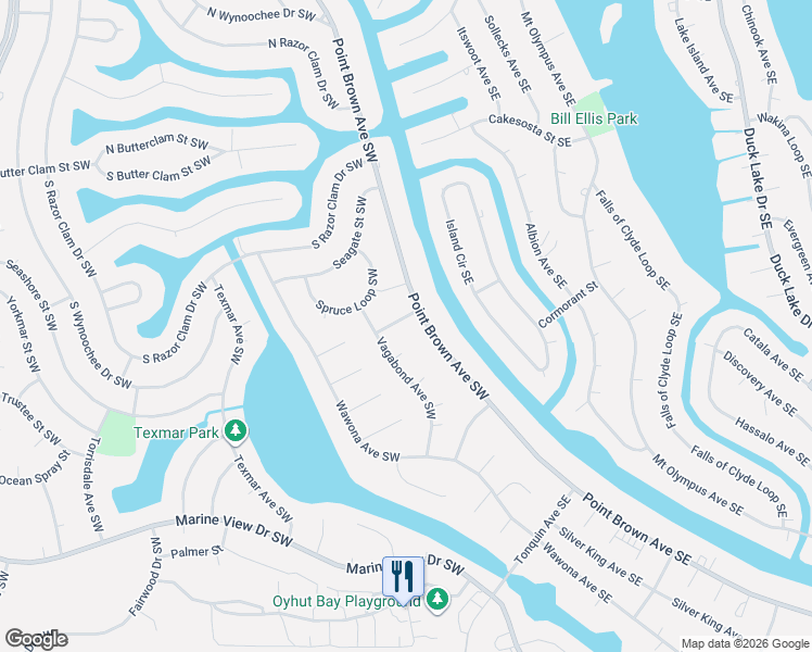 map of restaurants, bars, coffee shops, grocery stores, and more near 833 Fir Court Southwest in Ocean Shores