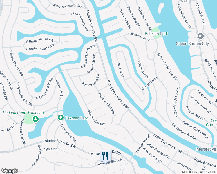 map of restaurants, bars, coffee shops, grocery stores, and more near 791 Point Brown Avenue Southwest in Ocean Shores