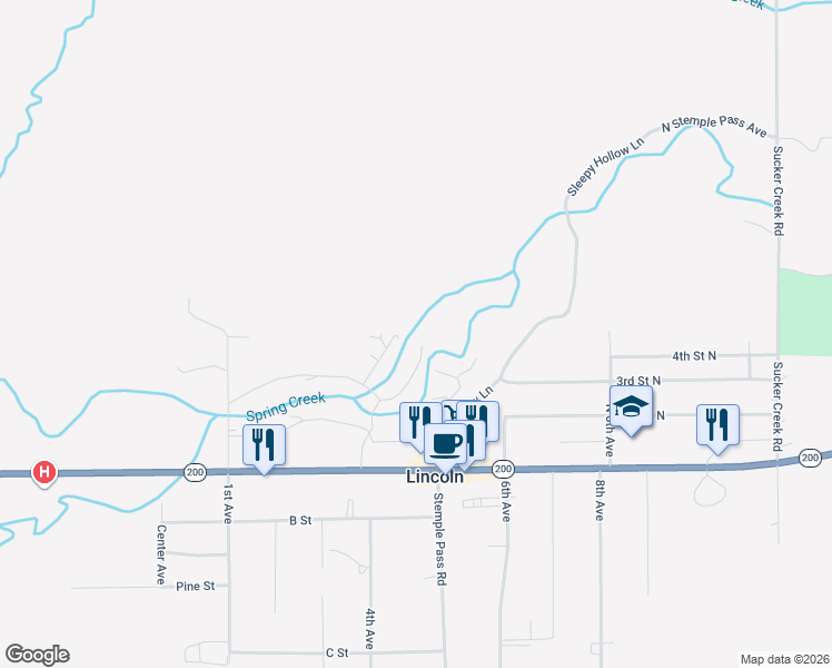 map of restaurants, bars, coffee shops, grocery stores, and more near 444 Spring Creek Lane in Lincoln