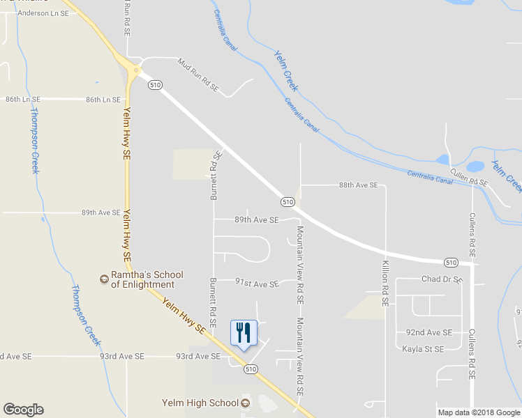 map of restaurants, bars, coffee shops, grocery stores, and more near 14858 89th Avenue Southeast in Yelm