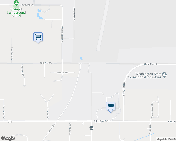 map of restaurants, bars, coffee shops, grocery stores, and more near 8901 Case Road Southwest in Tumwater