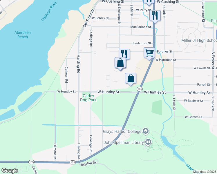 map of restaurants, bars, coffee shops, grocery stores, and more near 1209 Onyx Court in Aberdeen