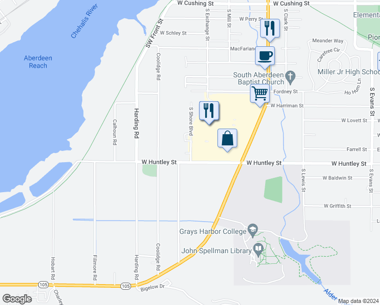 map of restaurants, bars, coffee shops, grocery stores, and more near 1209 Onyx Court in Aberdeen
