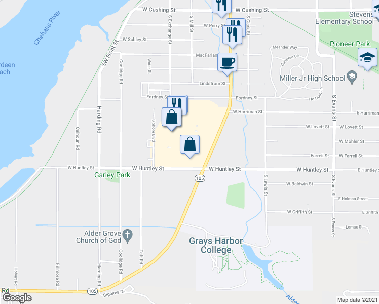 map of restaurants, bars, coffee shops, grocery stores, and more near 901 South Boone Street in Aberdeen