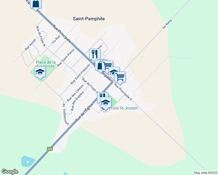 map of restaurants, bars, coffee shops, grocery stores, and more near in Saint-Pamphile