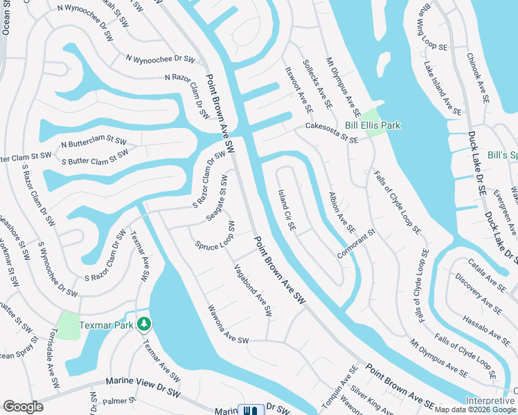 map of restaurants, bars, coffee shops, grocery stores, and more near 752 Point Brown Avenue Southeast in Ocean Shores