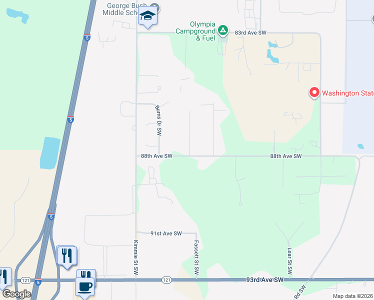 map of restaurants, bars, coffee shops, grocery stores, and more near 1700 88th Avenue Southwest in Olympia