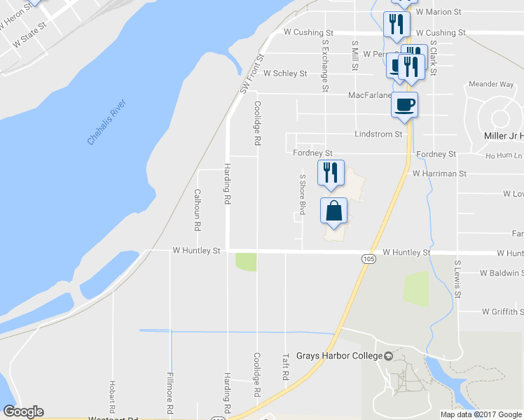 map of restaurants, bars, coffee shops, grocery stores, and more near 1020 Coolidge Road in Aberdeen