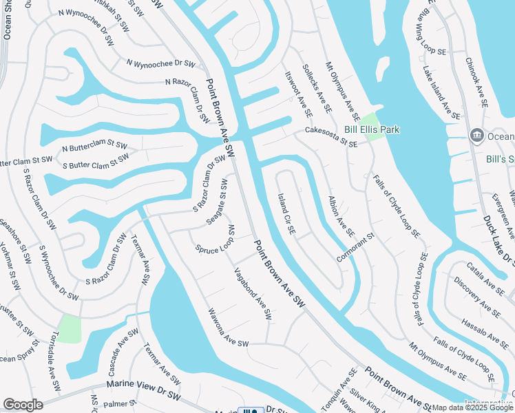 map of restaurants, bars, coffee shops, grocery stores, and more near 752 Point Brown Avenue Southeast in Ocean Shores