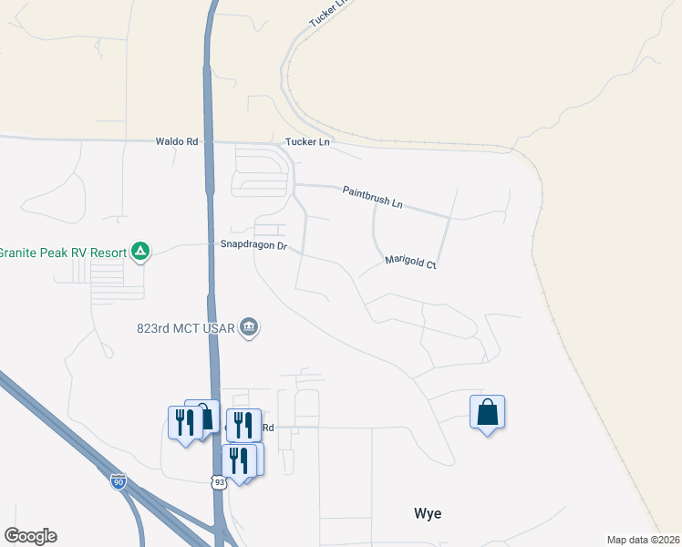 map of restaurants, bars, coffee shops, grocery stores, and more near 9233 Snapdragon Dr in Missoula