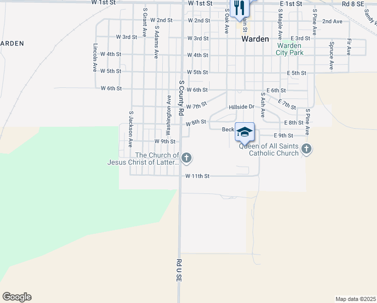 map of restaurants, bars, coffee shops, grocery stores, and more near 501 West 10th Street in Warden
