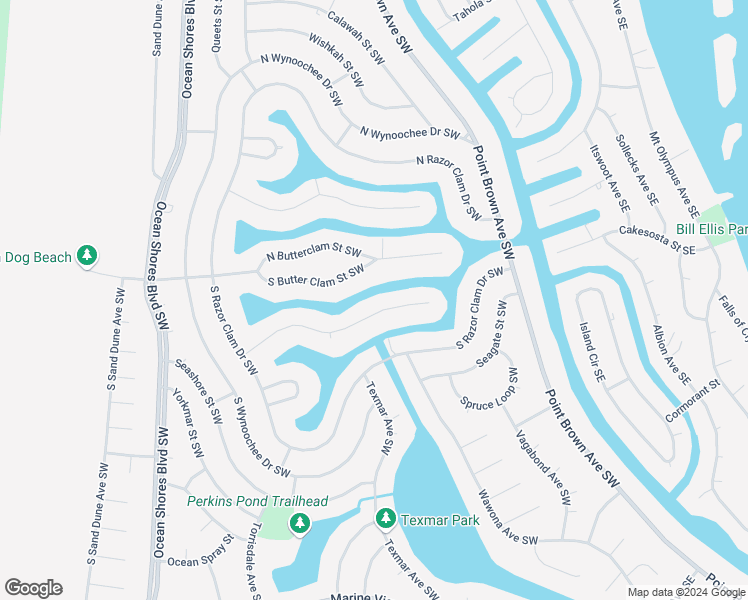 map of restaurants, bars, coffee shops, grocery stores, and more near 326 Otsego Street Southwest in Ocean Shores