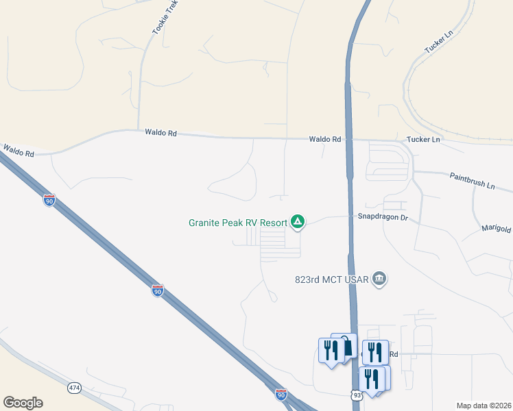 map of restaurants, bars, coffee shops, grocery stores, and more near 9553 Mahlum Lane in Missoula
