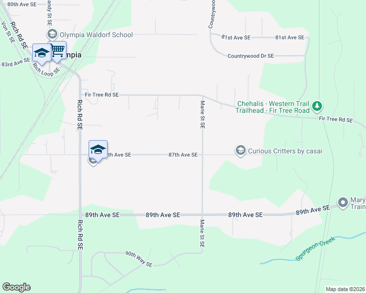 map of restaurants, bars, coffee shops, grocery stores, and more near 4510 87th Avenue Southeast in Olympia