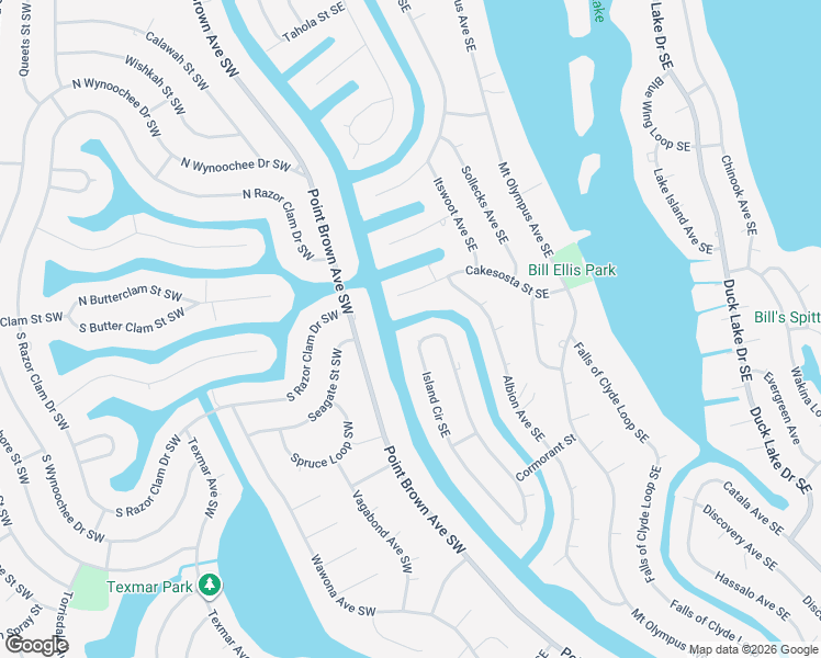 map of restaurants, bars, coffee shops, grocery stores, and more near 728 Island Circle Southeast in Ocean Shores