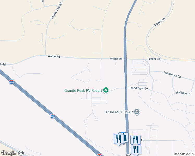 map of restaurants, bars, coffee shops, grocery stores, and more near 9553 Mahlum Lane in Missoula