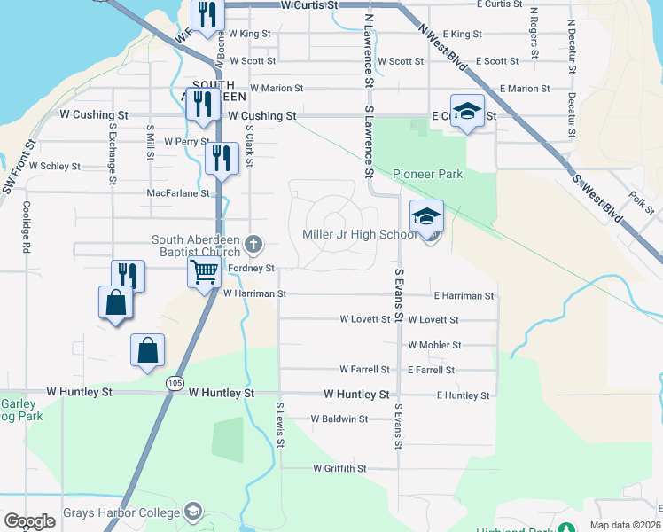 map of restaurants, bars, coffee shops, grocery stores, and more near 405 Carefree Circle in Aberdeen