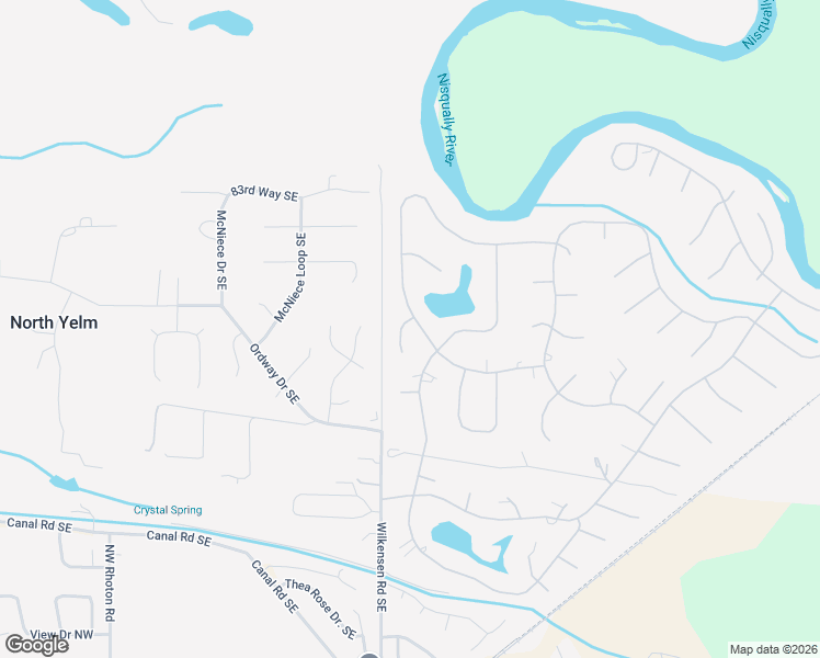 map of restaurants, bars, coffee shops, grocery stores, and more near 8734 Thuja Avenue Southeast in Yelm