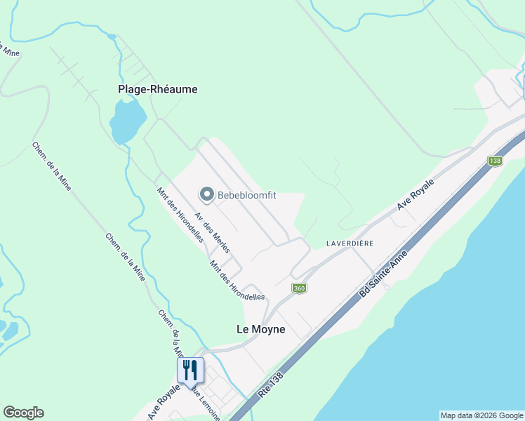 map of restaurants, bars, coffee shops, grocery stores, and more near 12 Rue des Pommiers in Château-Richer