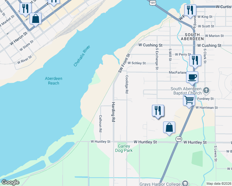map of restaurants, bars, coffee shops, grocery stores, and more near 706 Harding Road in Aberdeen