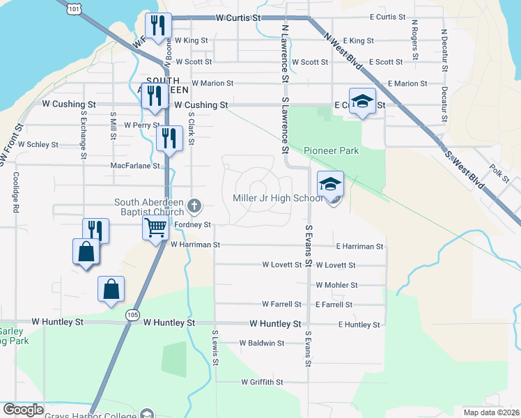 map of restaurants, bars, coffee shops, grocery stores, and more near 405 Carefree Circle in Aberdeen