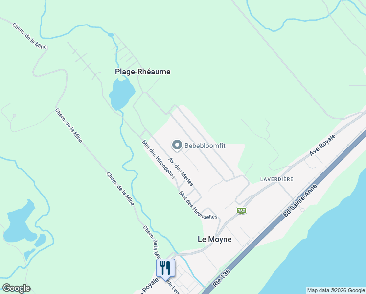 map of restaurants, bars, coffee shops, grocery stores, and more near 70 Rue du Sureau in Château-Richer