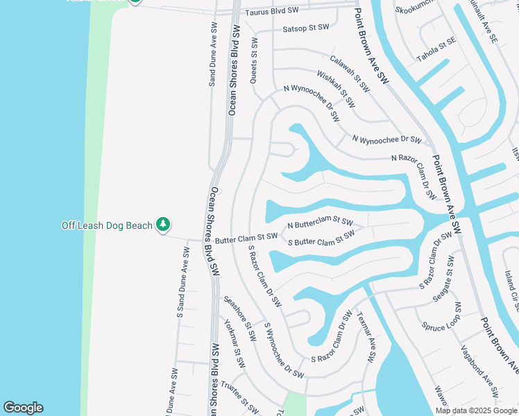 map of restaurants, bars, coffee shops, grocery stores, and more near 385 North Razor Clam Drive Southwest in Ocean Shores