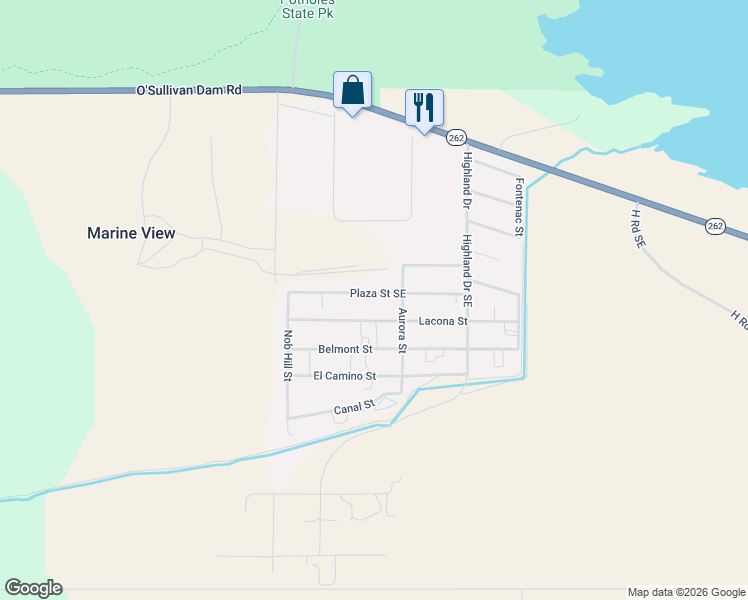map of restaurants, bars, coffee shops, grocery stores, and more near 6966 Plaza Street Southeast in Othello