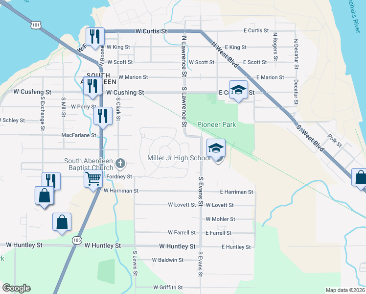 map of restaurants, bars, coffee shops, grocery stores, and more near 422 Carefree Circle in Aberdeen