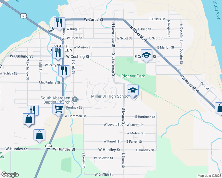 map of restaurants, bars, coffee shops, grocery stores, and more near 422 Carefree Circle in Aberdeen