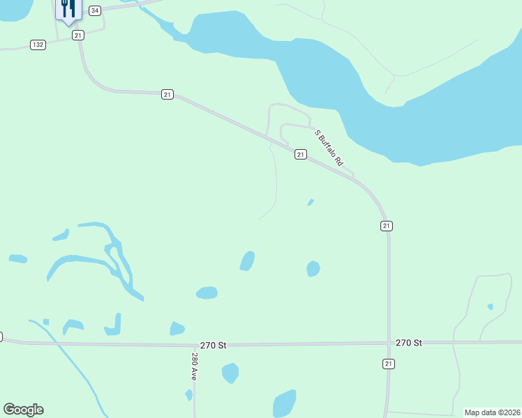 map of restaurants, bars, coffee shops, grocery stores, and more near 27196 County Highway 21 in Detroit Lakes