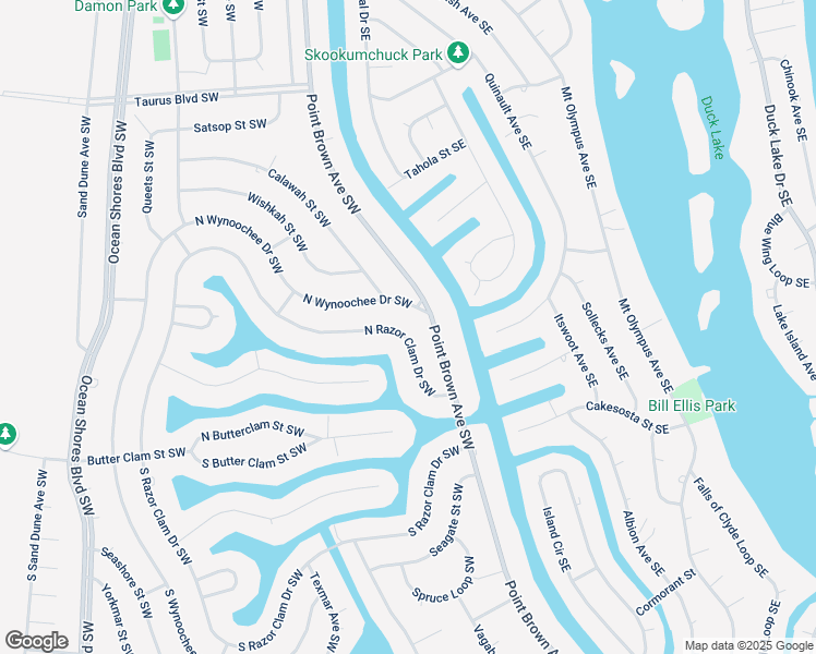 map of restaurants, bars, coffee shops, grocery stores, and more near 121 North Wynoochee Drive Southwest in Ocean Shores