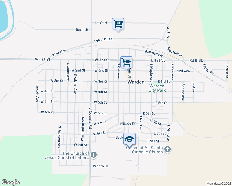map of restaurants, bars, coffee shops, grocery stores, and more near 400 South Elm Avenue in Warden