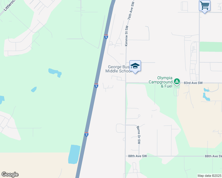 map of restaurants, bars, coffee shops, grocery stores, and more near 8311 Kimmie Street Southwest in Olympia