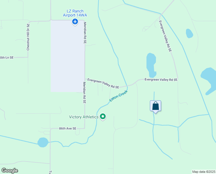 map of restaurants, bars, coffee shops, grocery stores, and more near 9616 Evergreen Valley Road Southeast in Olympia