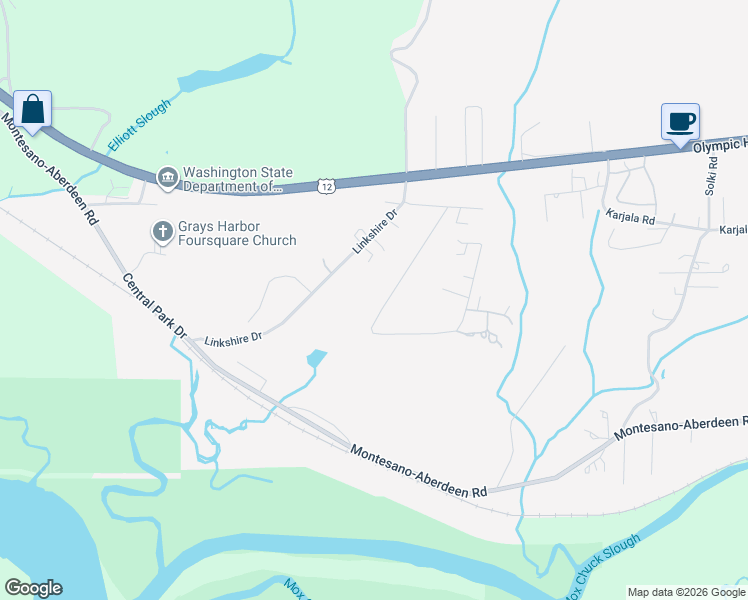 map of restaurants, bars, coffee shops, grocery stores, and more near 410 Linkshire Drive in Aberdeen