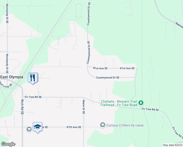 map of restaurants, bars, coffee shops, grocery stores, and more near 4736 82nd Avenue Southeast in Olympia