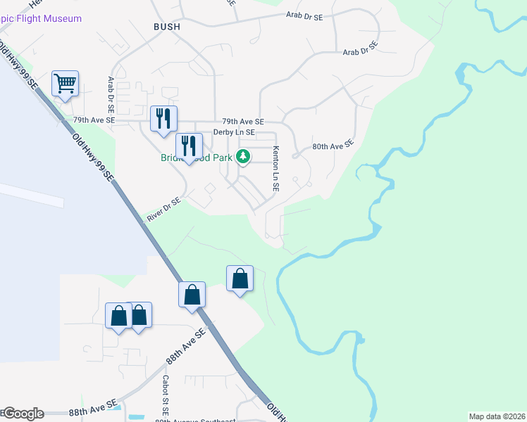 map of restaurants, bars, coffee shops, grocery stores, and more near 8215 Westcott Lane Southeast in Olympia