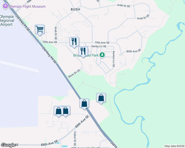 map of restaurants, bars, coffee shops, grocery stores, and more near 8400 Old Highway 99 Southeast in Olympia